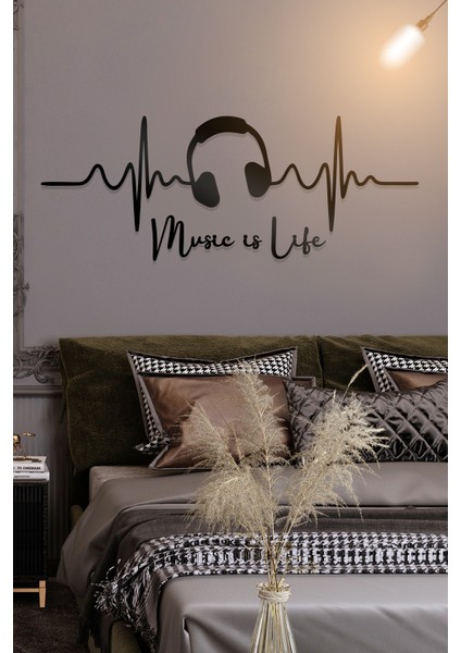 Music Is Life Figürlü Dekoratif Ahşap Tablo