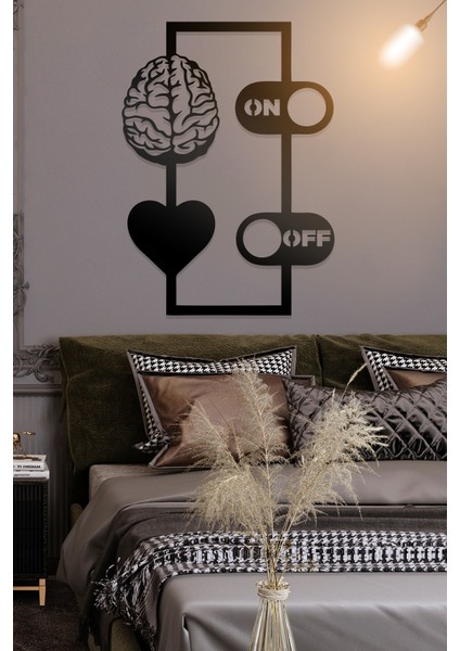 Beyin & Kalp, On/off Figürlü Dekoratif Ahşap Tablo