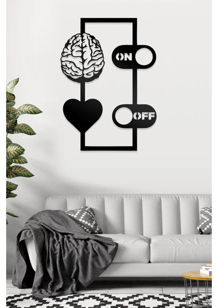 Beyin & Kalp, On/off Figürlü Dekoratif Ahşap Tablo