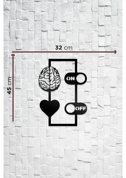 Beyin & Kalp, On/off Figürlü Dekoratif Ahşap Tablo