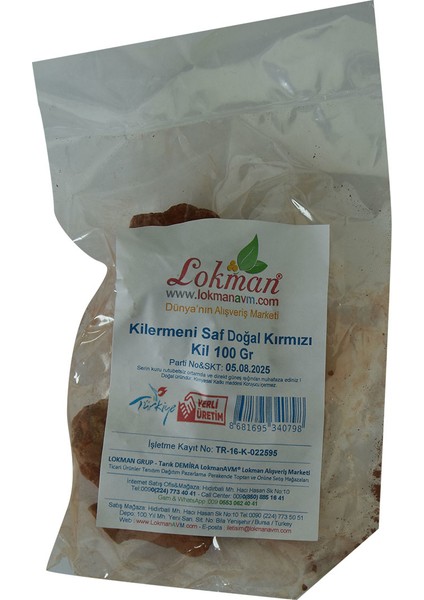 Kilermeni Saf Doğal Kırmızı Kil 100 gr Paket