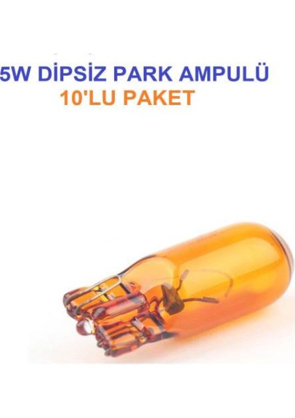 5W T10 12V Dipsiz Ampül Turuncu