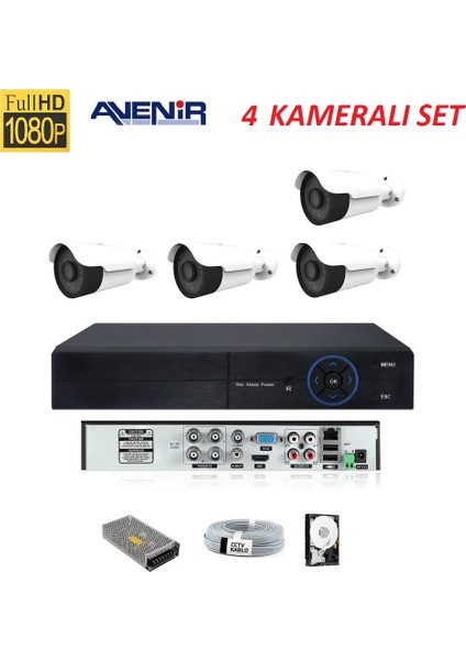 4 Lü Güvenlik Kamerası Set