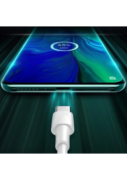 White VOOC QC. Type-C Kablo 5A 1m-Beyaz
