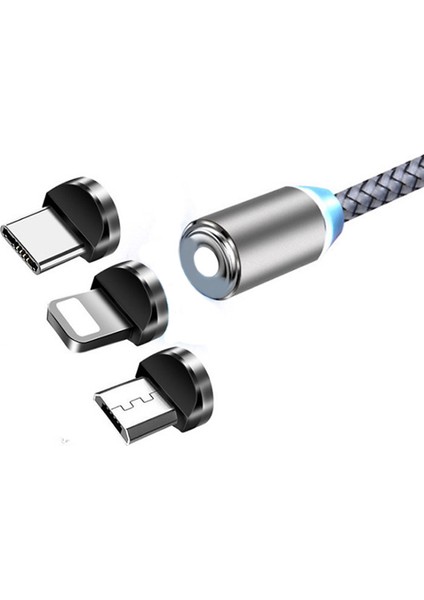 Magnetic-Mıknatıslı USB Şarj Kablosu 3 BaşlıkUniversal 1 mtAL-32968