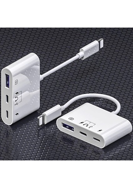 Lightning-OTG Hub -USB Type C To Kulaklık ve USB Kamera Okuyucu OTG AL-33386