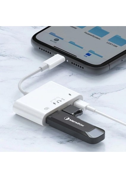 Lightning-OTG Hub -USB Type C To Kulaklık ve USB Kamera Okuyucu OTG AL-33386