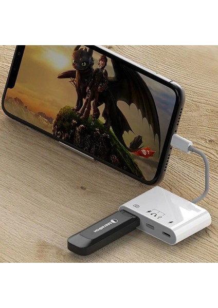 Lightning-OTG Hub -USB Type C To Kulaklık ve USB Kamera Okuyucu OTG AL-33386