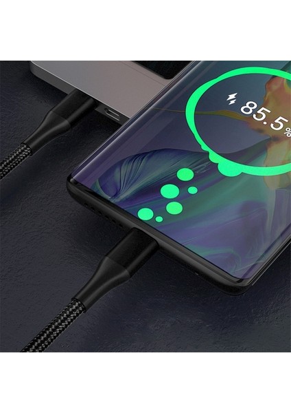 PD 100W 5A Hızlı Şarj USB Type-C Kablo 1 mt Kevlar Kablo AL-33465