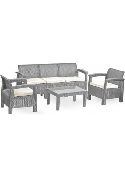 Amazon Bahçe ve Balkon Seti Bej Minder Oturma Grubu Gri