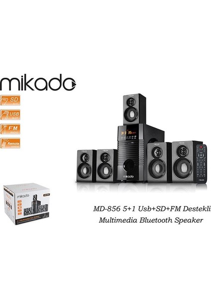 MD-856 5+1 Usb+Sd+Fm Destekli Multimedia Bluetooth Speaker