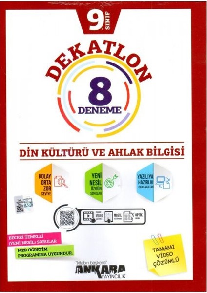 Ankara Yayıncılık 9.Sınıf Din Kültürü Kültürü Ve Ahlak Bil.Dekatlon 12 Deneme