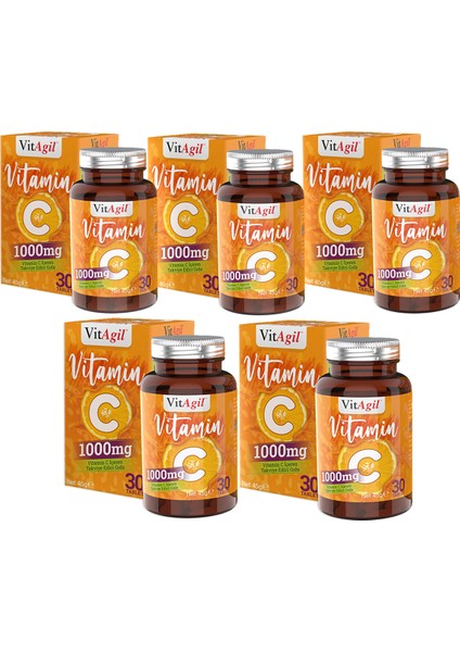 Vitagil Vitamin C 1000 Mg 30 Tablet x 5 Adet