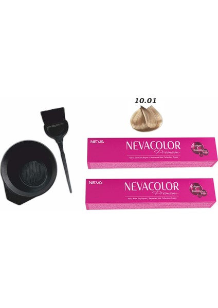 Color Tüp Boya 10.01 Extra Doğal Küllü Platin 50 ml x 2'li+Boyama Seti