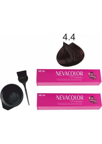 Color Tüp Boya 4.4 Orta Kestane 50 ml x 2'li + Boyama Seti