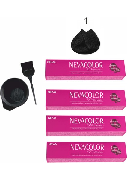 Color Tüp Boya 1. Siyah 50 ml x 4'lü + Boyama Seti
