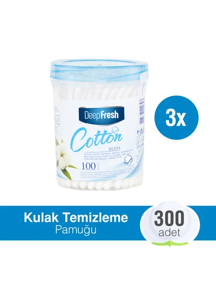 Deep Fresh Pamuklu Kulak Temizleme Çubuğu 3'lü Paket 300 Adet