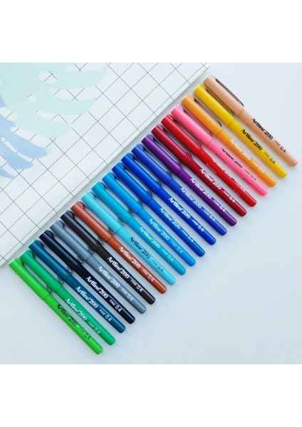 200 Fineliner 0.4 mm İnce Uçlu Yazı ve Çizim Kalemi 20 Renk Çantalı Set