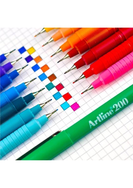 200 Fineliner 0.4 mm İnce Uçlu Yazı ve Çizim Kalemi 20 Renk Çantalı Set