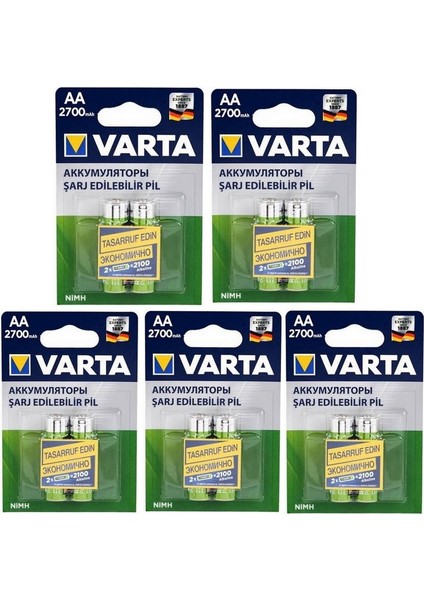 2700 Mah Aa Şarj Edilebilir Pil 10 Adet