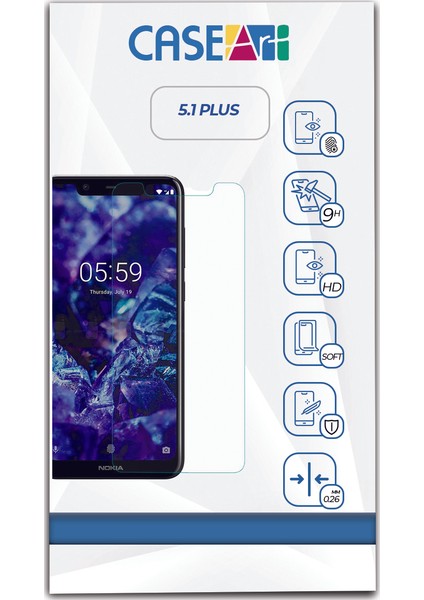Nokia 5.1 Plus Temperli Ekran Koruyucu Kırılmaz Cam Şeffaf fiyatları