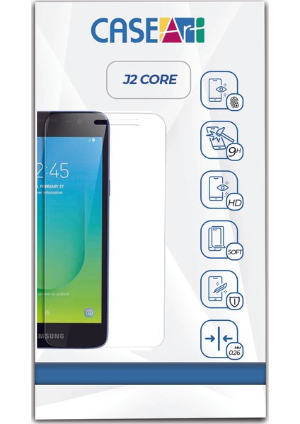 Caseart Samsung Galaxy J2 Core Temperli Ekran Koruyucu Kırılmaz Cam Şeffaf