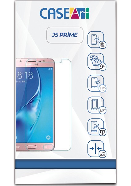 Caseart Samsung Galaxy J5 Prime Temperli Ekran Koruyucu Kırılmaz Cam Şeffaf