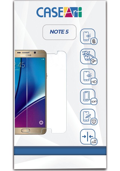 Caseart Samsung Galaxy Note 5 Temperli Ekran Koruyucu Kırılmaz Cam Şeffaf