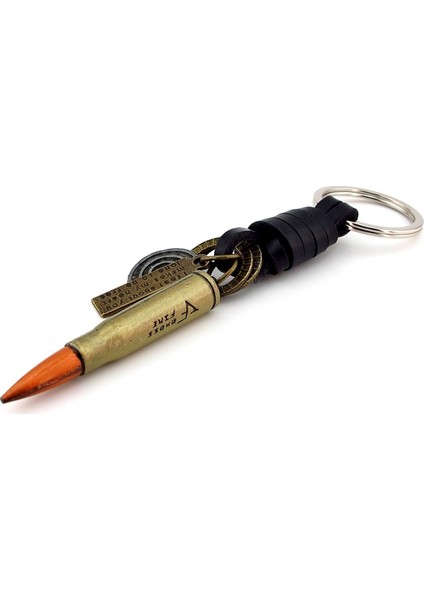 Crossfire Bullet Bronz Renk Deri Metal Anahtarlık KC852