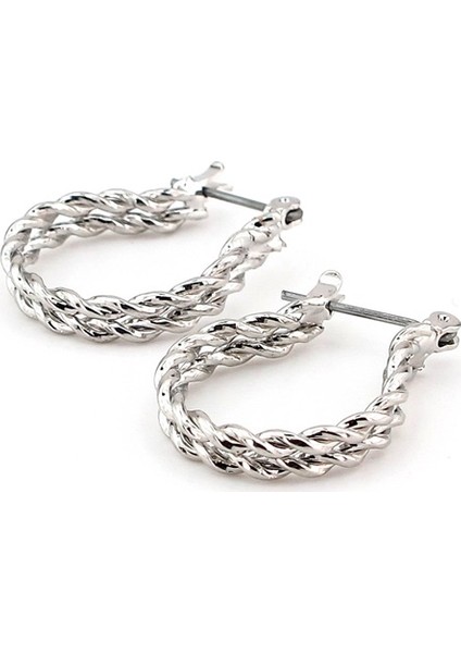 Çift Halat Desenli Gümüş Renk Erkek Halka Küpe E871 fiyatları