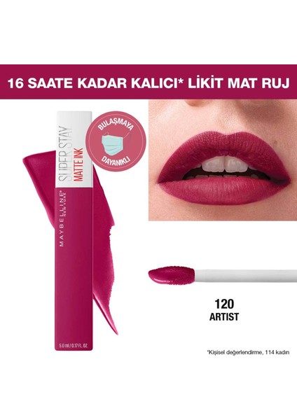 Super Stay Matte Ink Likit Mat Ruj - 120 Artist - Pembe