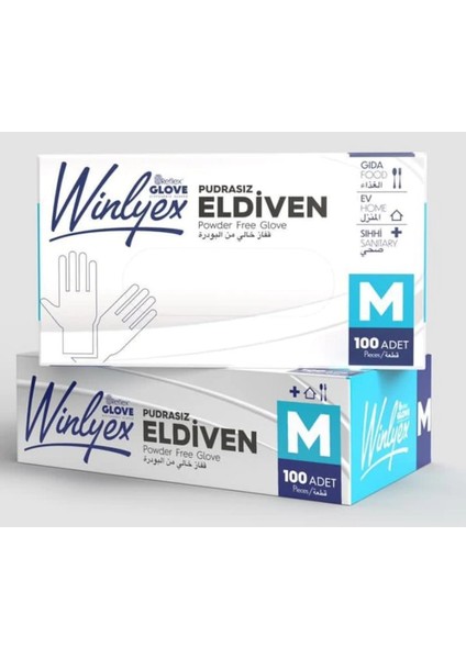 Winylex Eldiven Beden: M 1 Paket 100'LÜ
