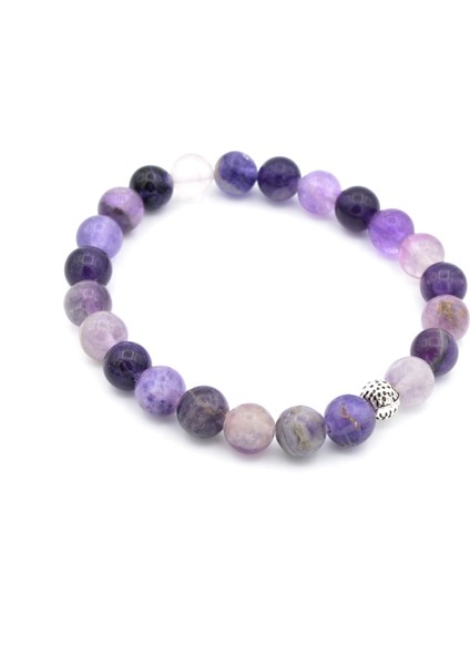 Doğal Mor Florit Bileklik Doğal Taş 006