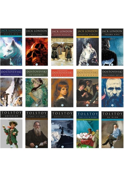 Mavi Çatı Jack London + Dostoyevski + Tolstoy Seti 15 Kitap