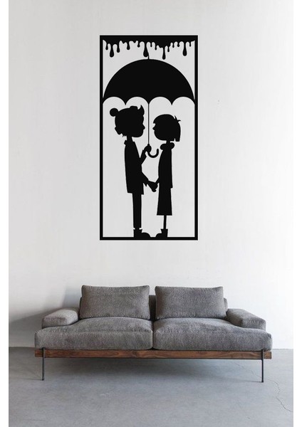 Yağmur Altında Çocuklar Duvar Dekoru Ahşap Lazer Kesim Mdf Tablo