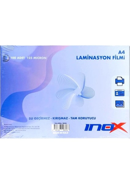 A4 Laminasyon Filmi 100 Adet- 125 Micron