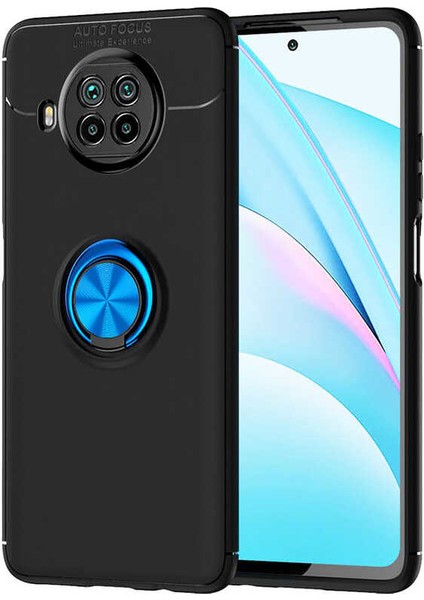 - Xiaomi Mi 10T Lite 5G - Kılıf Yüzüklü Karbon Ravel Silikon Kapak - Siyah-Mavi - T15743