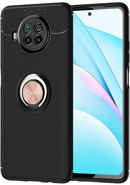 - Xiaomi Mi 10T Lite 5G - Kılıf Yüzüklü Karbon Ravel Silikon Kapak - Siyah-Rose Gold - T15743