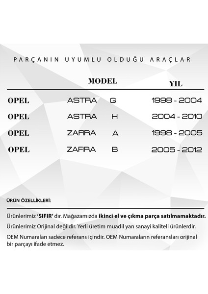 Opel Astra G, Astra H,zafira A,zafira B Için Fren Pedal Lastiği