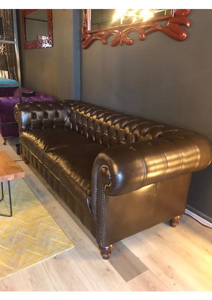 Hakiki Deri Swensea Chesterfield modelleri