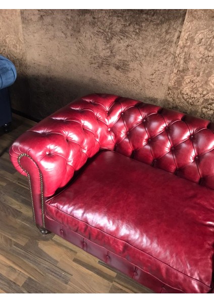 Premium Burgundy Hakiki Deri Chesterfield modelleri