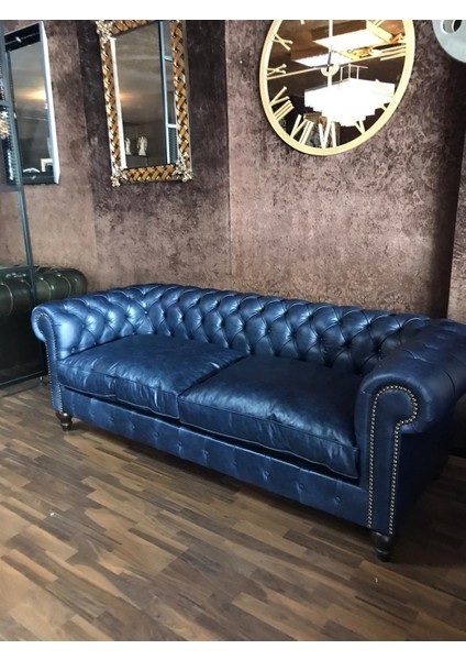 3A Premium Hakiki Deri Chesterfield