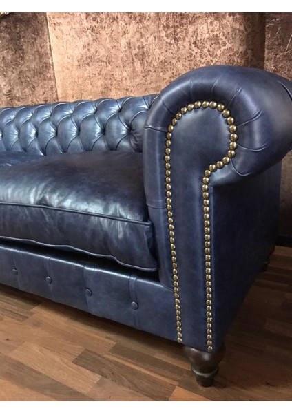 3A Premium Hakiki Deri Chesterfield