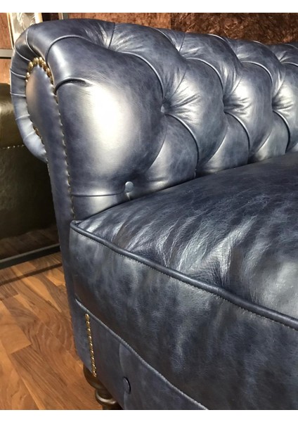 3A Premium Hakiki Deri Chesterfield