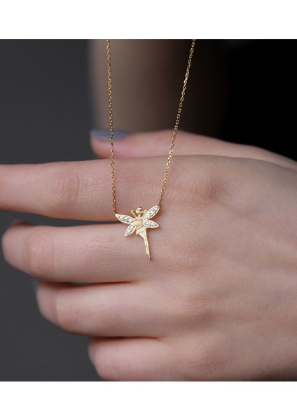 925 Ayar Altın Kaplama Melek Gümüş Kolye