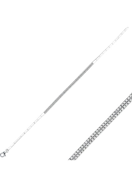 Çift Sıra Suyolu Beyaz Altın Bileklik