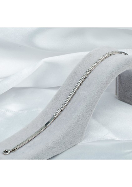 Çift Sıra Suyolu Beyaz Altın Bileklik fırsatları