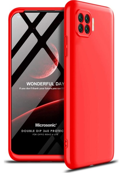 Oppo Reno 4 Lite Kılıf Double Dip 360 Protective Kırmızı