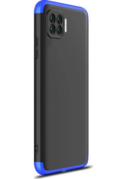 Oppo Reno 4 Lite Kılıf Double Dip 360 Protective Siyah Mavi