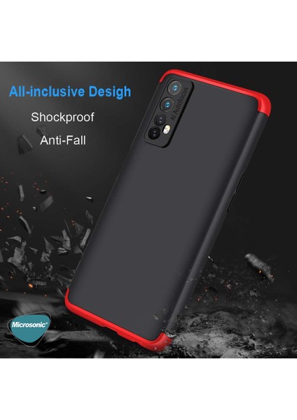 Realme 7 Kılıf Double Dip 360 Protective Siyah Kırmızı fırsatları